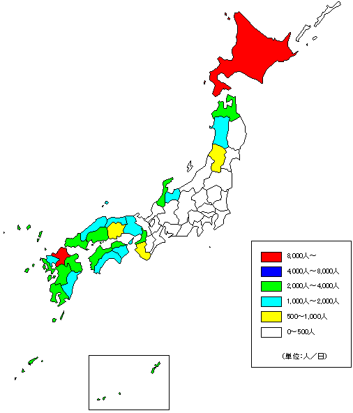 羽田空港利用者の相手空港側の出発地・目的地の図