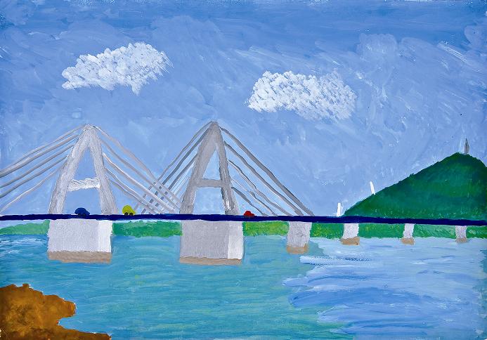 緑と青にかこまれた四国三郎橋