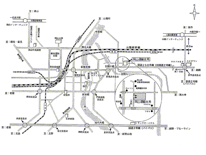 岡山運輸支局地図