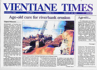 Fascine mattress construction reported in Vientiane Times
