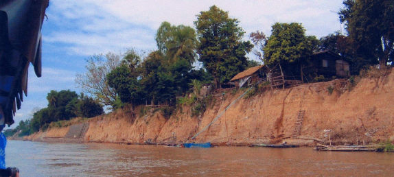 Riverbank erosion at the site where pilot construction is scheduled
