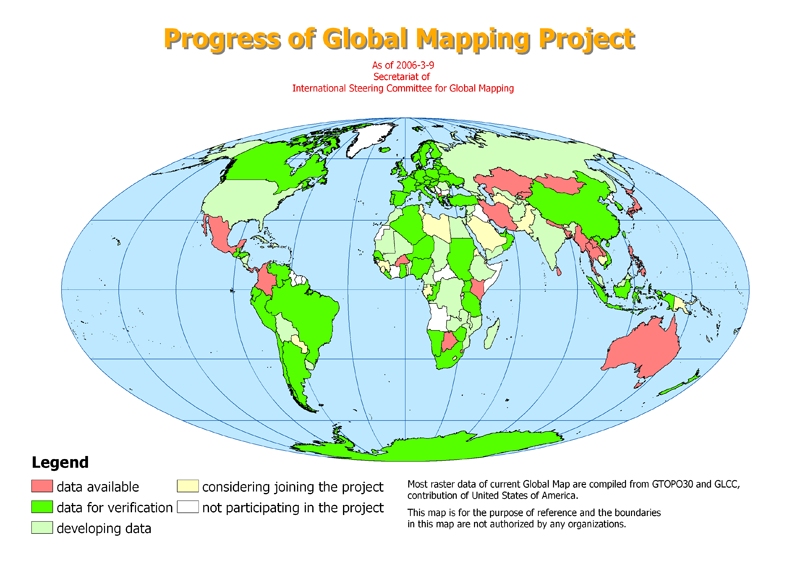 Status of Global Mapping Project as of 9 Mar,2006