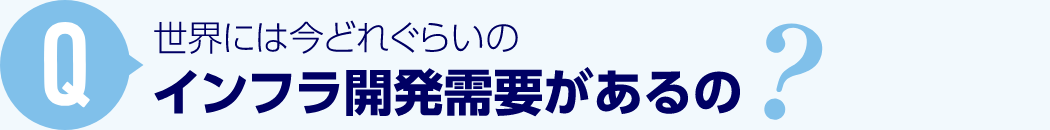 Q: 世界には今どれぐらいのインフラ開発需要があるの？