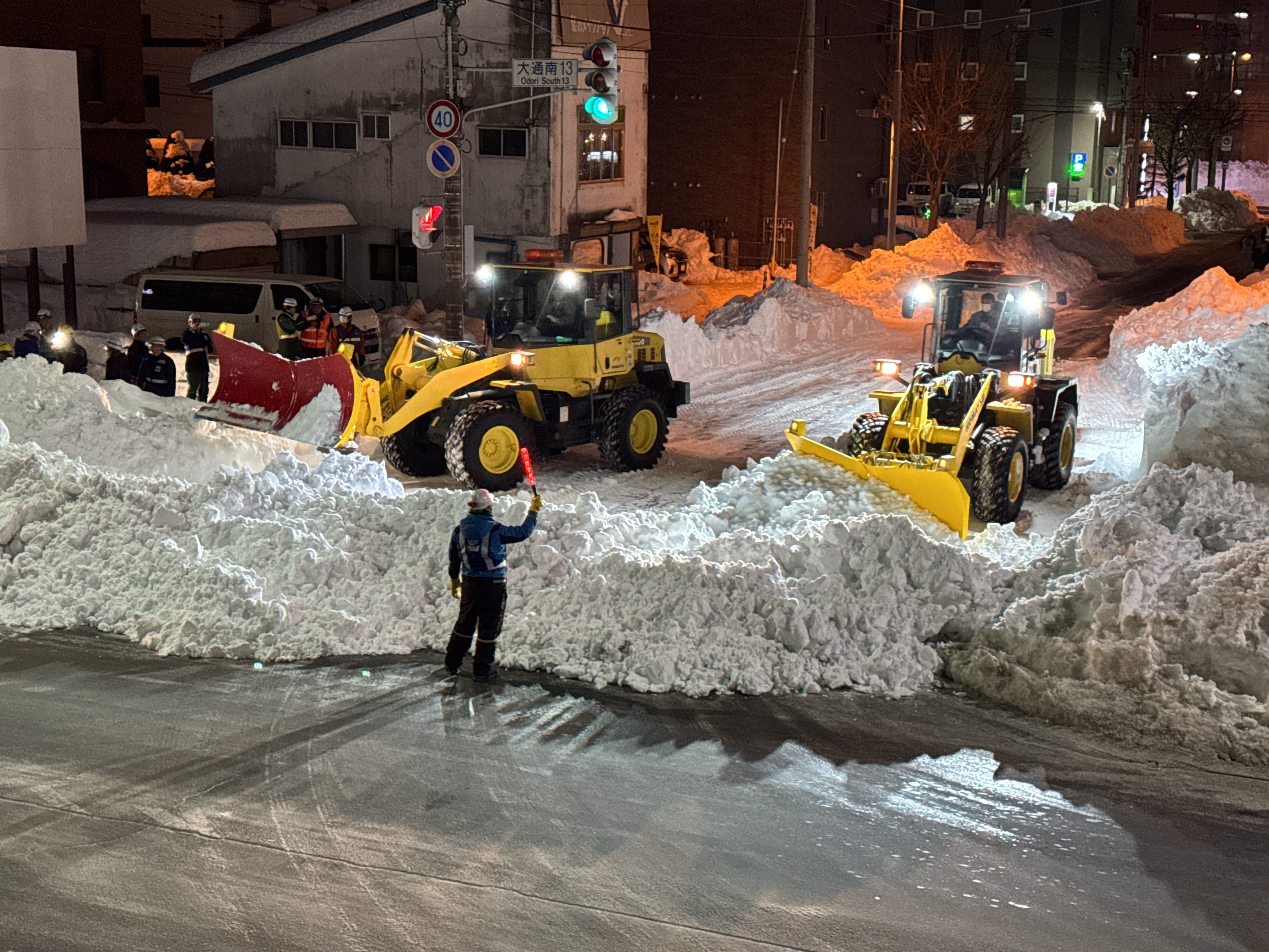 市道から国道への雪の押し出し