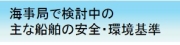 海事局で検討中の主な船舶の安全・環境基準