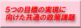 5つの目標の実現に向けた共通の政策課題