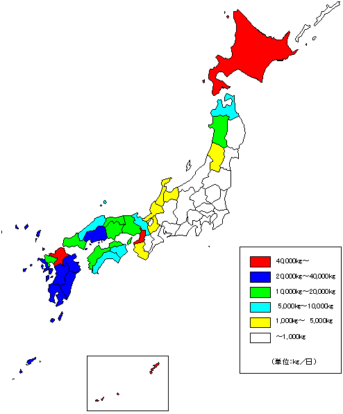 羽田空港発着航空貨物の相手空港側の集荷・配送地の図