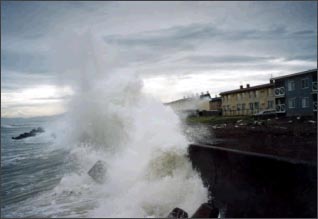 Backed by an Adjoining Seawall and Lined with Residences.