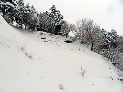 平らに積雪