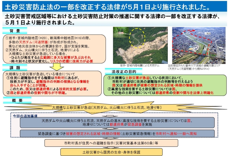 土砂災害防止法の改正 施行