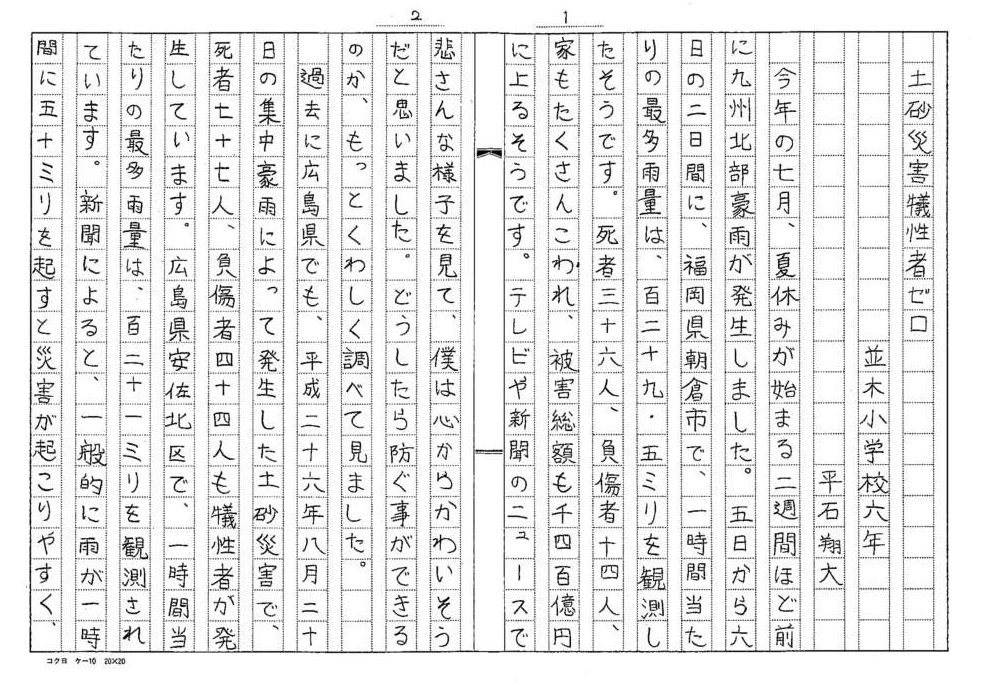 砂防 平成29年度 土砂災害防止に関する絵画 作文 入賞作品