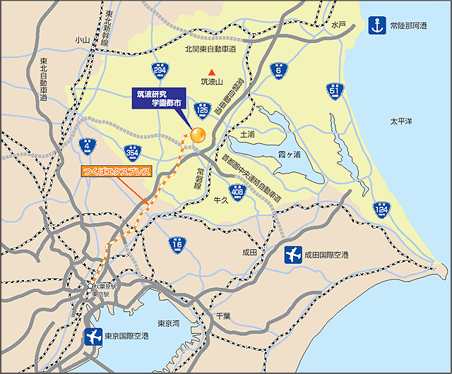 地図：筑波研究学園都市 位置図