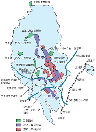地図：筑波研究学園都市 詳細図