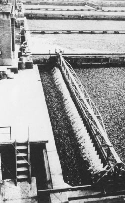 大正11年に日本で初めて標準散水ろ床法で汚水処理を開始した三河島処理場