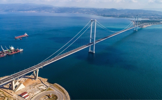Bird's-eye view of Osman Gazi Bridge