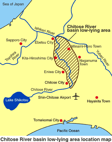 Chitose River basin low-lying area location map