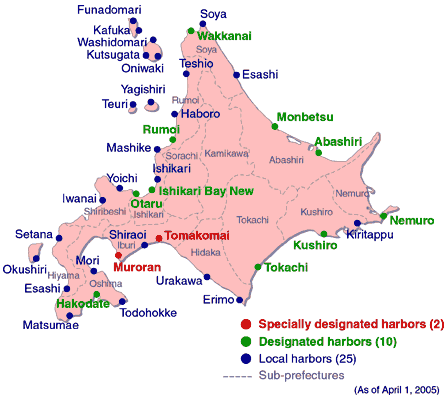 There are 37 harbors in Hokkaido
