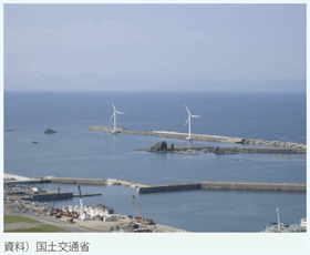 北海道瀬棚港に立地する洋上風力発電設備（600kW×2基）