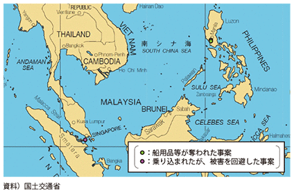 図表II-7-5-1 国土交通省に報告された日本関係船舶の海賊及び武装強盗被害発生状況(平成29年)