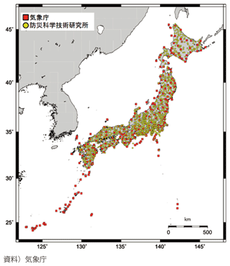 図表I-1-2-17　緊急地震速報に活用している地震観測点（2019年3月現在）