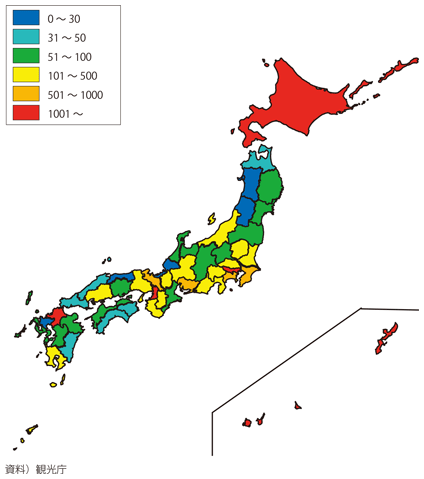 図表I-1-2-24 住宅宿泊事業法に基づく届出件数の分布図(2020年3月11日時点)