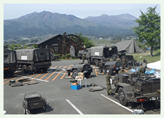 熊本地震時の自衛隊の前線基地（道の駅「あそ望の郷くぎの」）