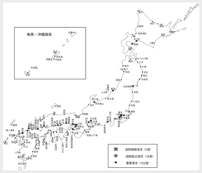資料12-2 国際戦略港湾、国際拠点港湾及び重要港湾位置図