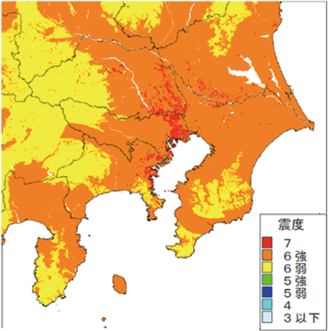 図表Ⅰ-1-1-28 首都直下地震の震度分布