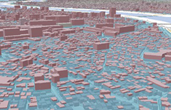 3D都市モデルの3次元（高さ）の特性を生かして災害ハザード情報をわかりやすく表示する取組