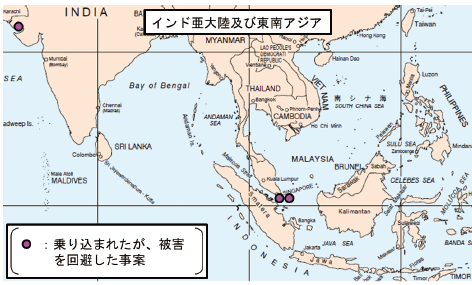 図表Ⅱ-7-5-1 国土交通省に報告された我が国に関係する船舶における海賊及び武装強盗被害発生状況(令和3年)