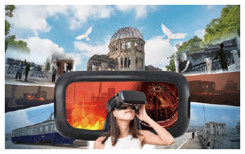 <視聴ポイントでVR技術を用いて再現した当時の様子を疑似体験>