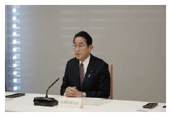 海上保安能力強化に関する関係閣僚会議にて発言する岸田総理大臣
