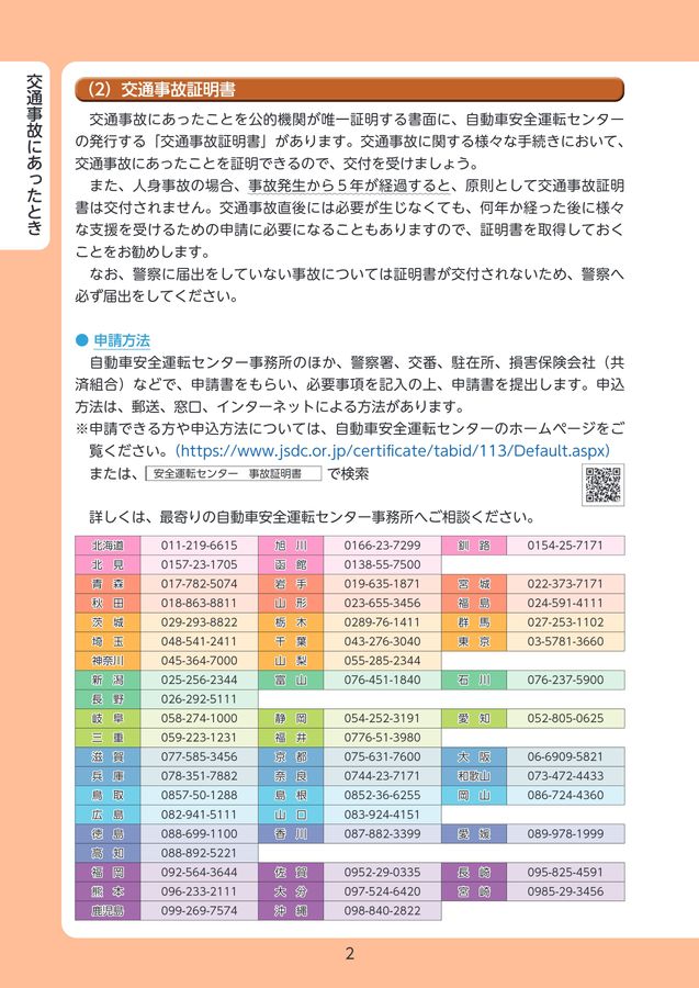 交通事故にあったときには冊子