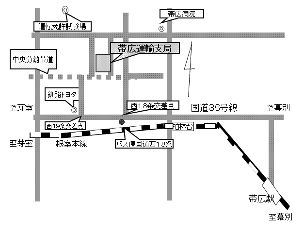 帯広運輸支局地図
