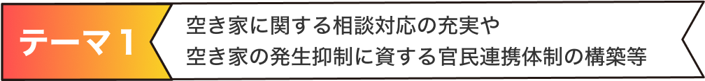 テーマ１：空き家に関する相談対応の充実や空き家の発生抑制に資する官民連携体制の構築等