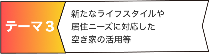 テーマ３：新たなライフスタイルや居住ニーズに対応した空き家の活用等
