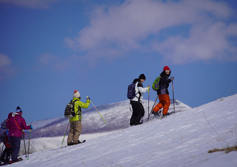 ひがし北海道 中標津町 冬の魅力と自然環境を考える旅 モアン山スノーシューハイキングと野付半島氷平線ミニウォークバスツアー
