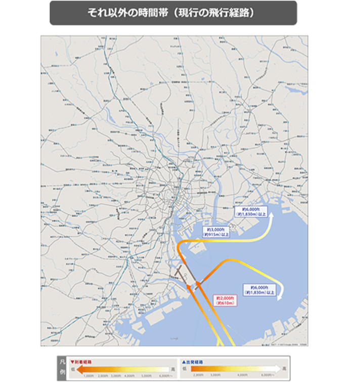 それ以外の時間帯（現行の飛行経路）
