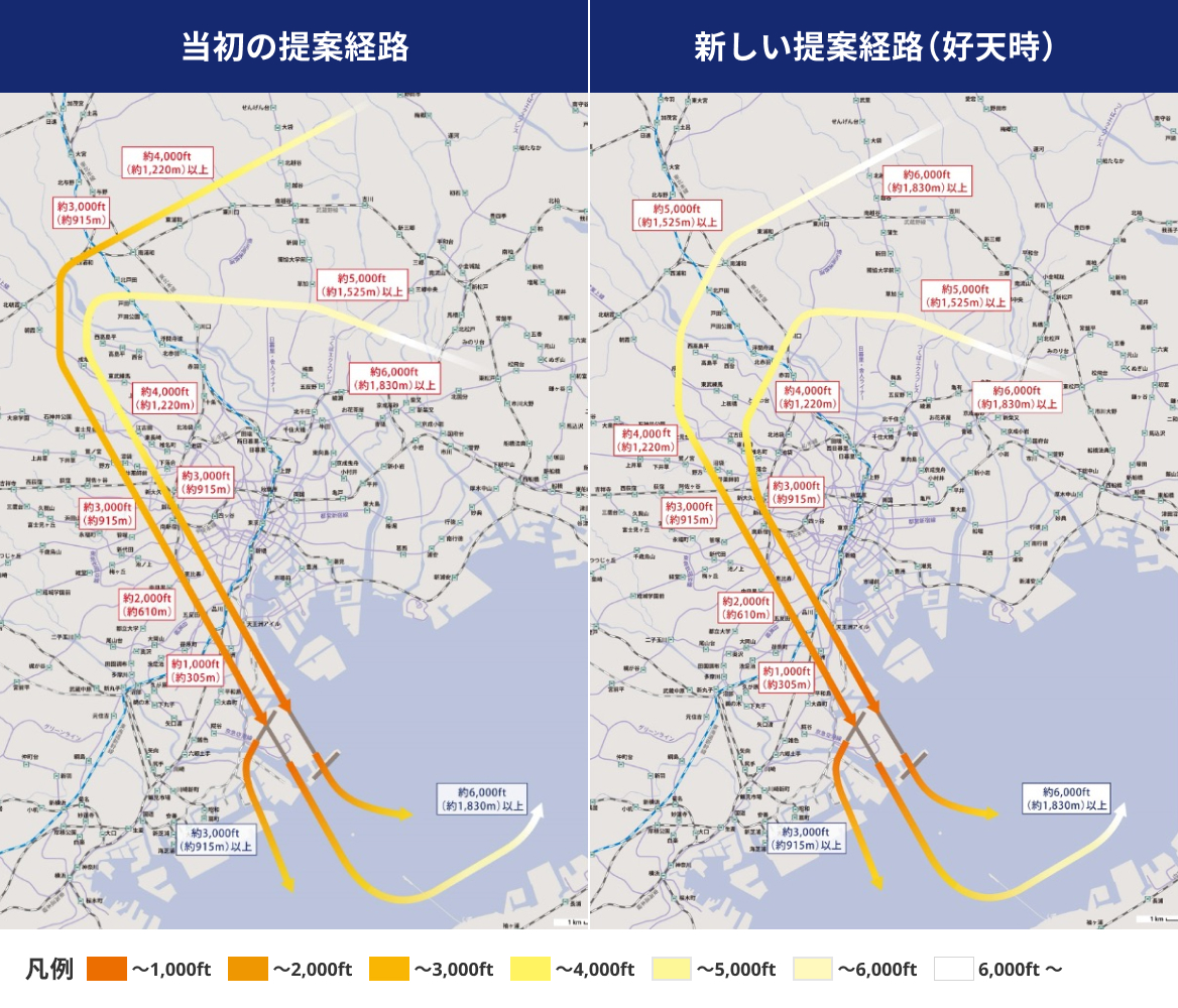 当初の提案経路 | 新しい提案経路(好天時)