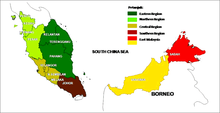 マレーシアの地図