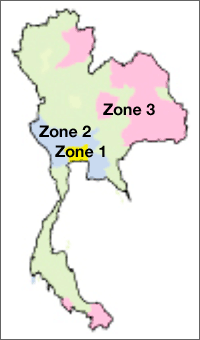 Division of Zones and Incentives for each Zone Determined by the Board of Investment, Thailand (BOI)