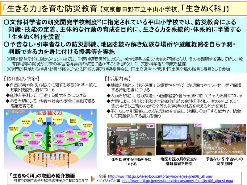 「生きる力」を育む防災教育 【東京都日野市立平山小学校、「生きぬく科」】