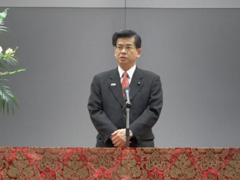 TEC-FORCE活動を激励する石井国土交通大臣