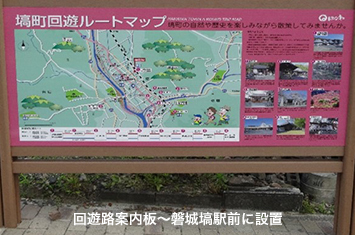 写真:回遊路案内板～磐城塙駅前に設置