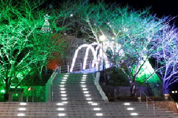 写真:牛岐城趾公園のライトアップ