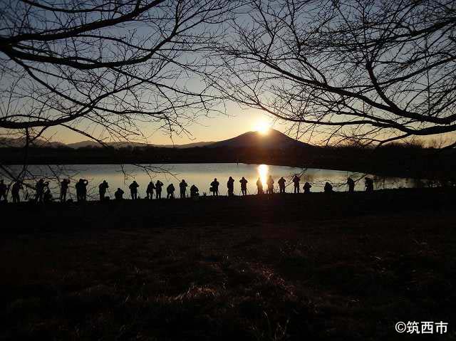 ダイヤモンド筑波と母子島遊水地初期湛水池