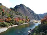 秋の古座川と一枚岩