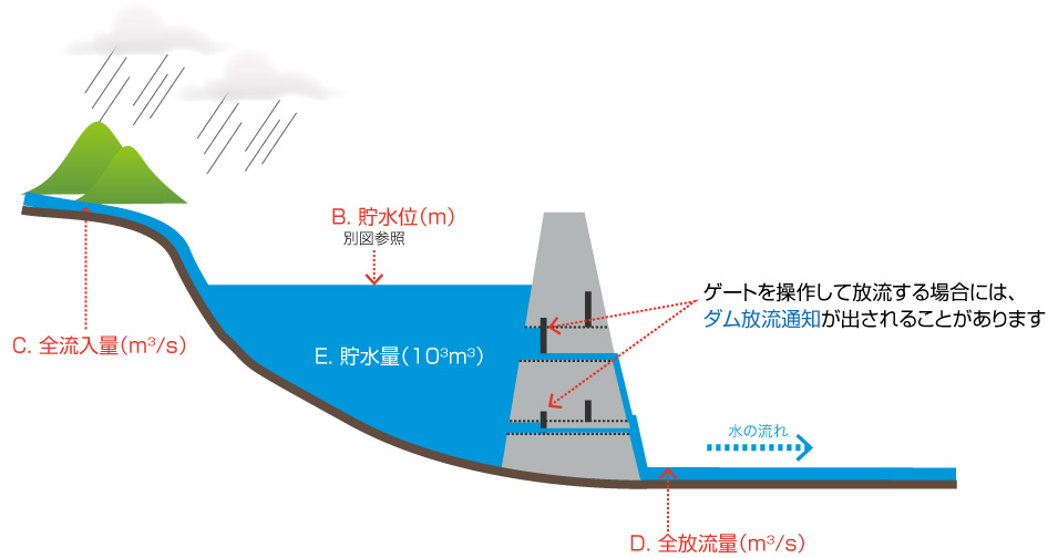 全放流量・貯水量 