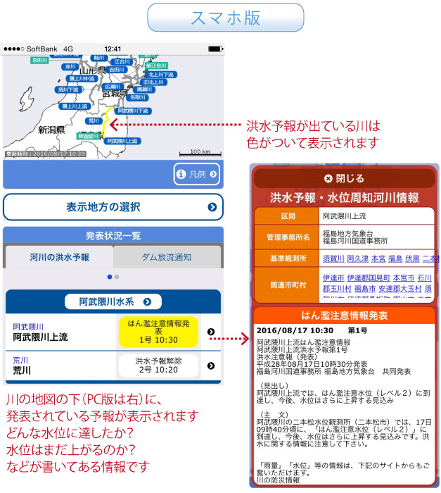 洪水予報スマホ版