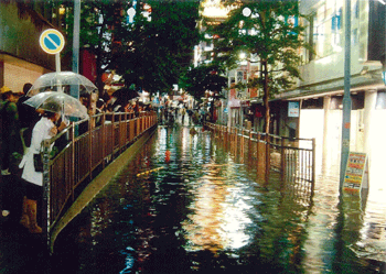 相模川鉄道口の浸水状況（横浜）